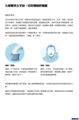 【轉知】「停、看、聽、想、說－化解親職衝突五字訣」圖片
