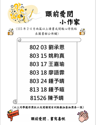 115年2~4月愛小作家名單